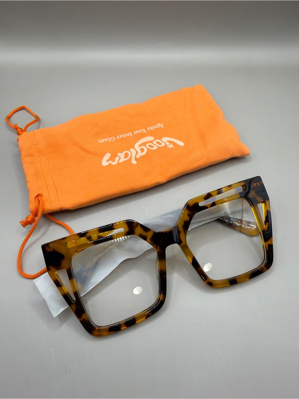 Vooglam Tortoiseshell Square Oversized Women’s Eyeglass Frame, No prescription